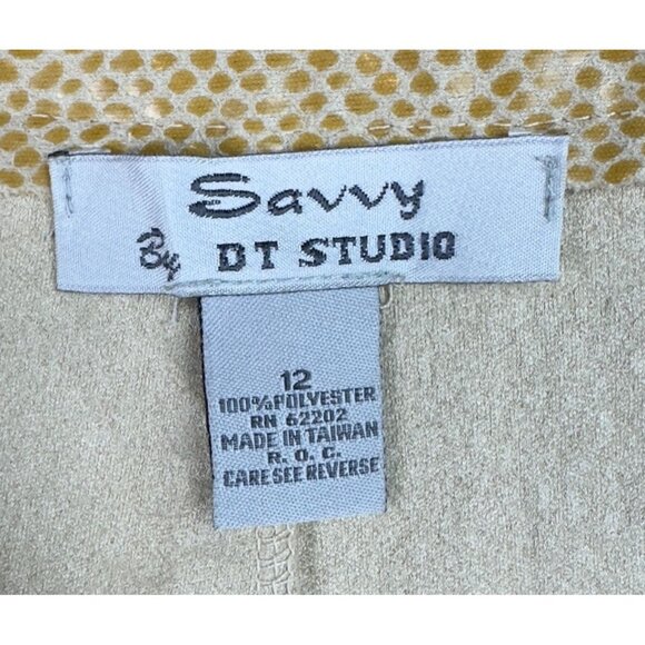 Vtg Savvy By DT Studio Pants Womens Size 12 Gold Snake Skin Design Polyester - Picture 5 of 10